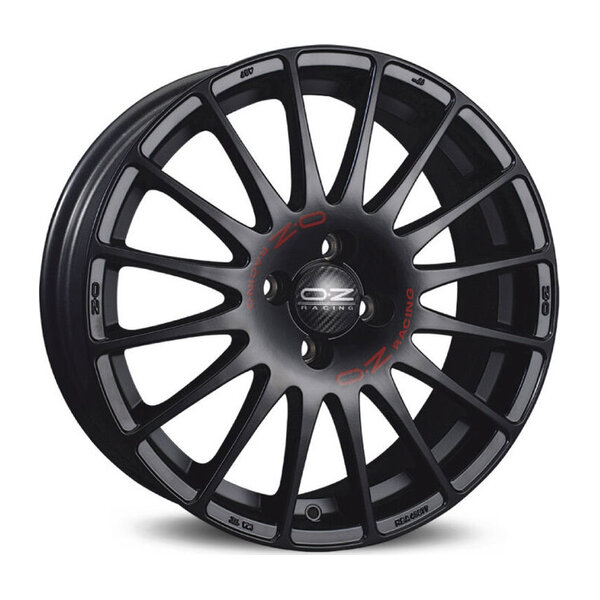 OZ SUPERTURISMO GT MATT BLACK RED LETTERING 8x18 5x100 ET35.00