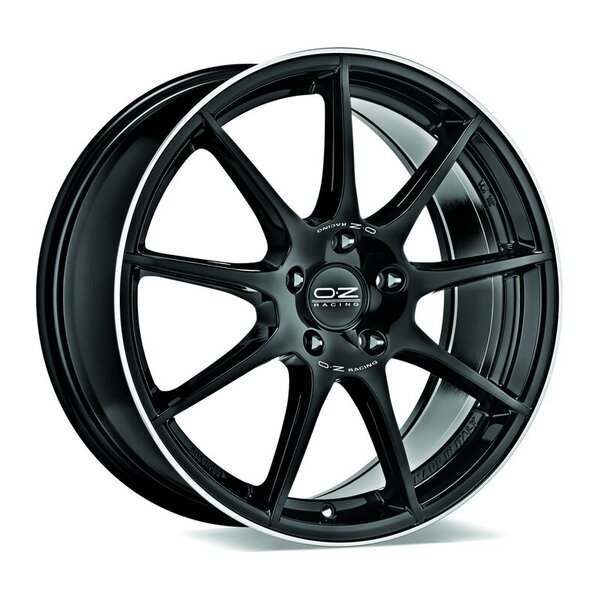 OZ VELOCE GT GLOSS BLACK+DIAMOND LIP+SILVER LETTERING 8x18 5x112 ET45.00